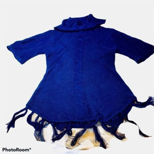 Y2k Kikit cowl neck cable knit fringed pullover‎